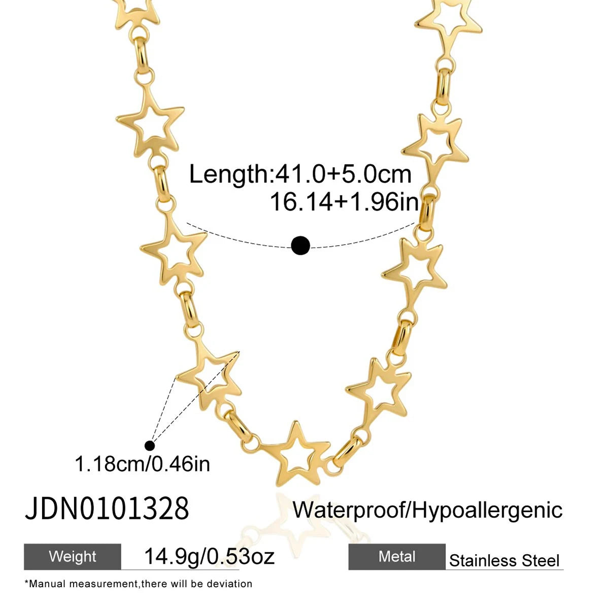 Kika Classic Hollow Out Stars Splicing Chain Necklace