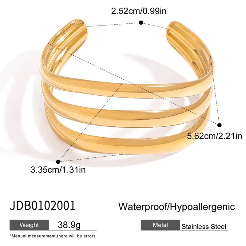 Kika Minimalist Smooth Hollow Three layer Bracelet