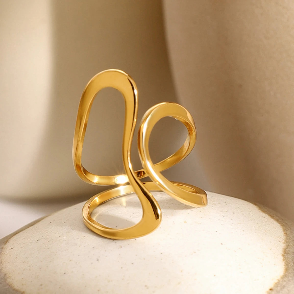 Kika Unique Original Stainless Steel Gold Color Ring