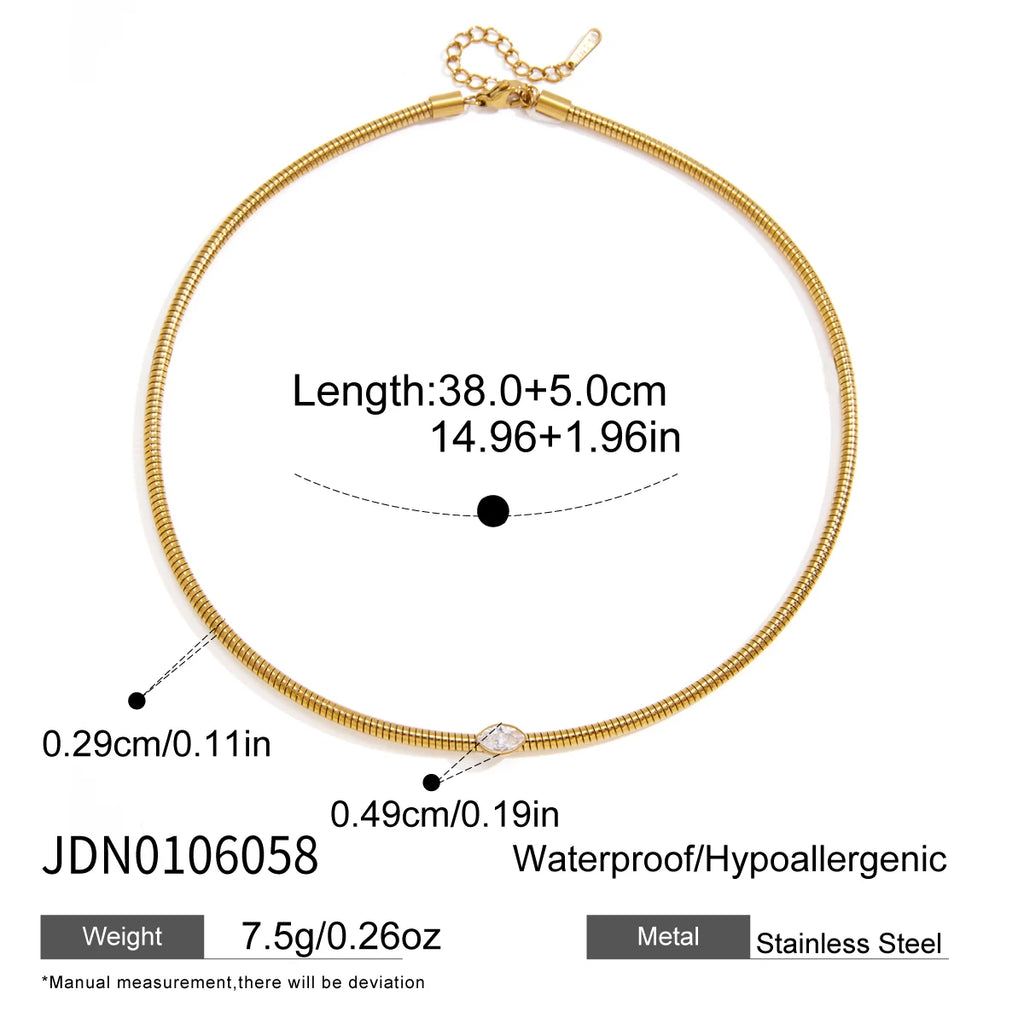 Kika Geometric Zircon Pendant Necklace Minimalist 18K Gold PVD Plated Stainless Steel 316L