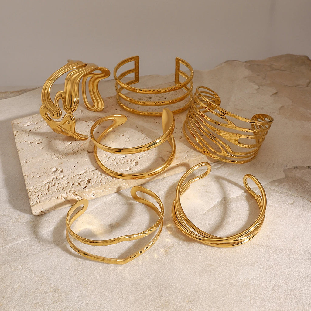 Hammered Stacking Bracelets Line Bangles