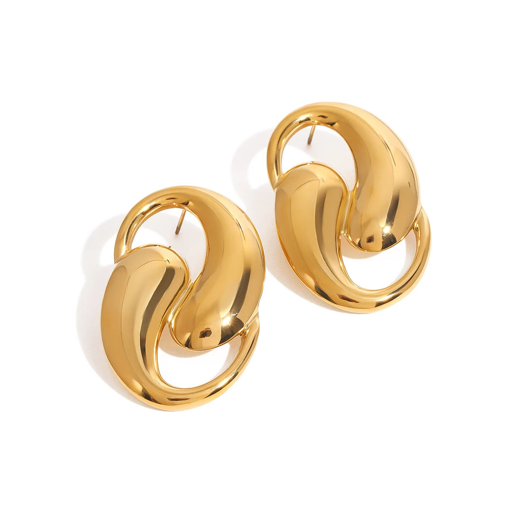 Minimalist Smooth Water Drop Shaped Hollow Earrings