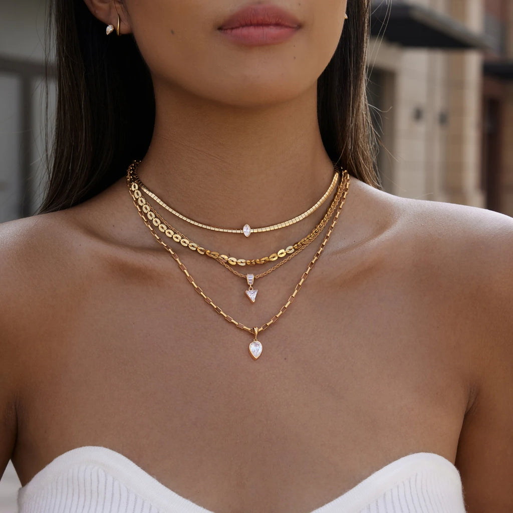 Kika Geometric Zircon Pendant Necklace 18K Gold PVD Plated Stainless Steel 316L