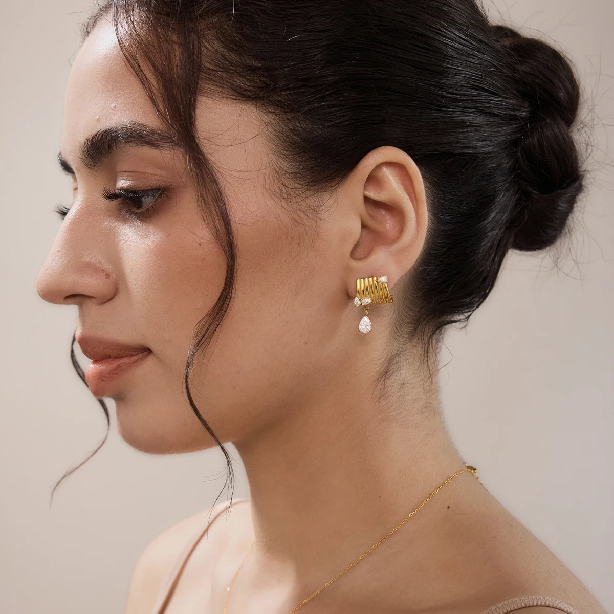 KIKA Classic Water Drop Zircon Earrings For Women Minimalist 18K Gold PVD Plated Stainless Steel Earrings Fashion Jewelry Gift