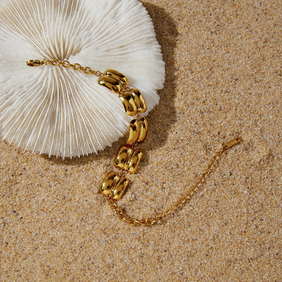 Kika Delicate Gold Color Double Layered Wide Face Bracelet