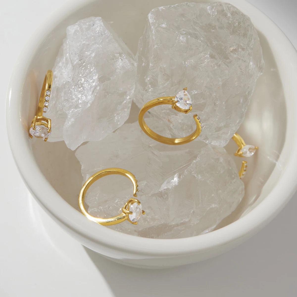 KIKA Classic Geometric Zircon Open Rings  PVD Plated Stainless Steel 316L