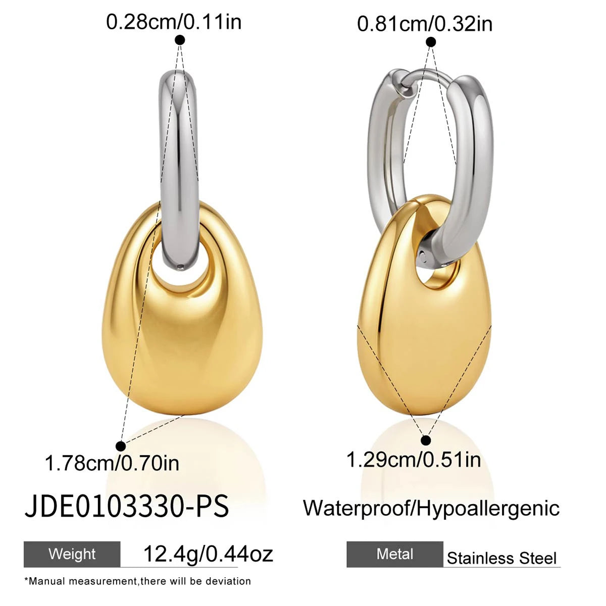 KIKA Minimalist Geometric Drop Earrings PVD Plated Stainless Steel 316L