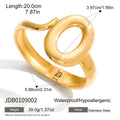 Kika Minimalist Line Asymmetric Engraved O-shaped Hollow Spring Opening Bracelet 18K PVD Stainless Steel