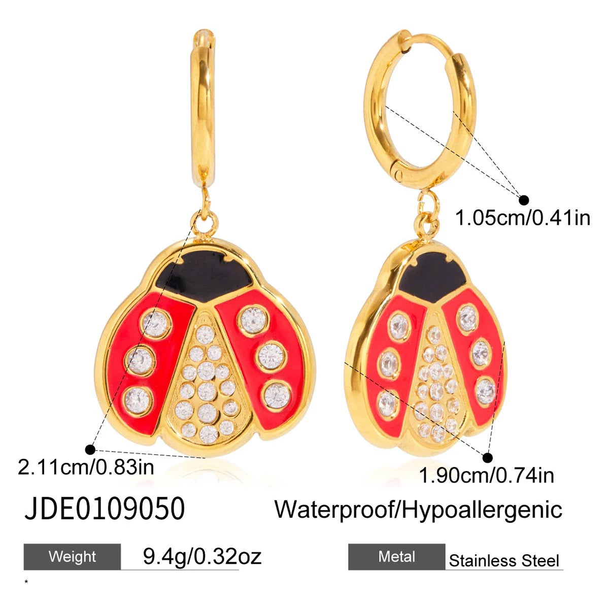 Dripping Oil Ladybug Ear Studs