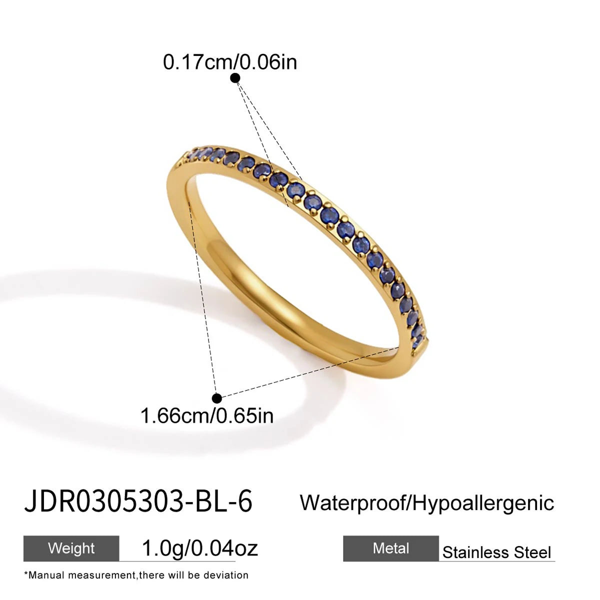 KIKA Delicate Zircon Thin Rings Gold PVD Plated Stainless Steel 316L