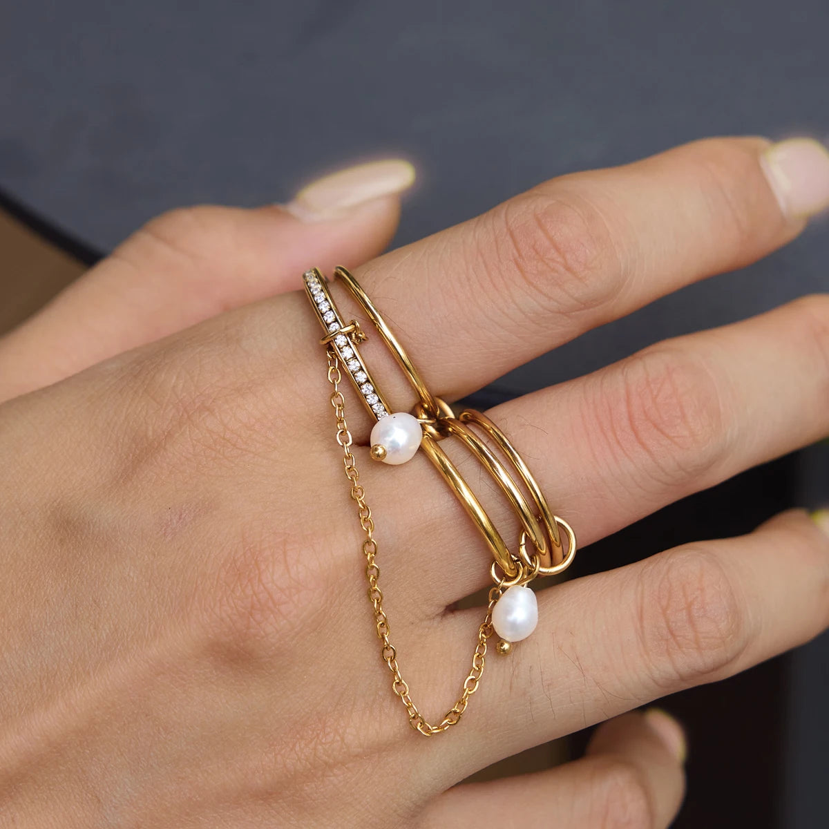 KIKA Delicate Zircon Stackable Rings PVD  Plated Stainless Steel 316L