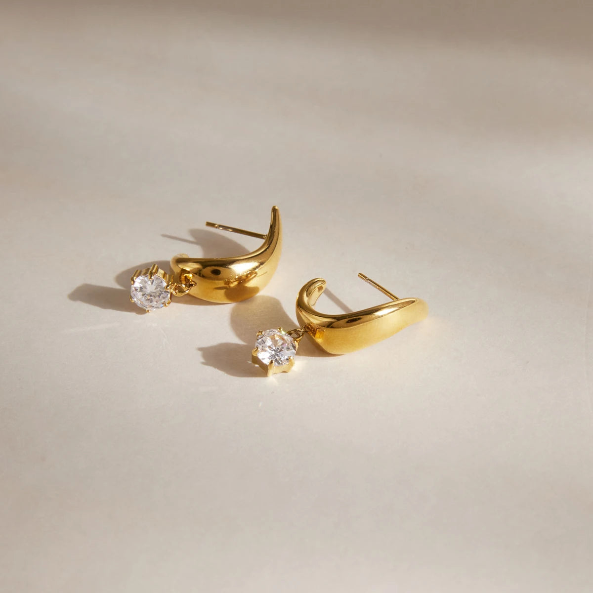 KIKA Round Zircon Drop Earrings PVD Plated Stainless Steel 316L