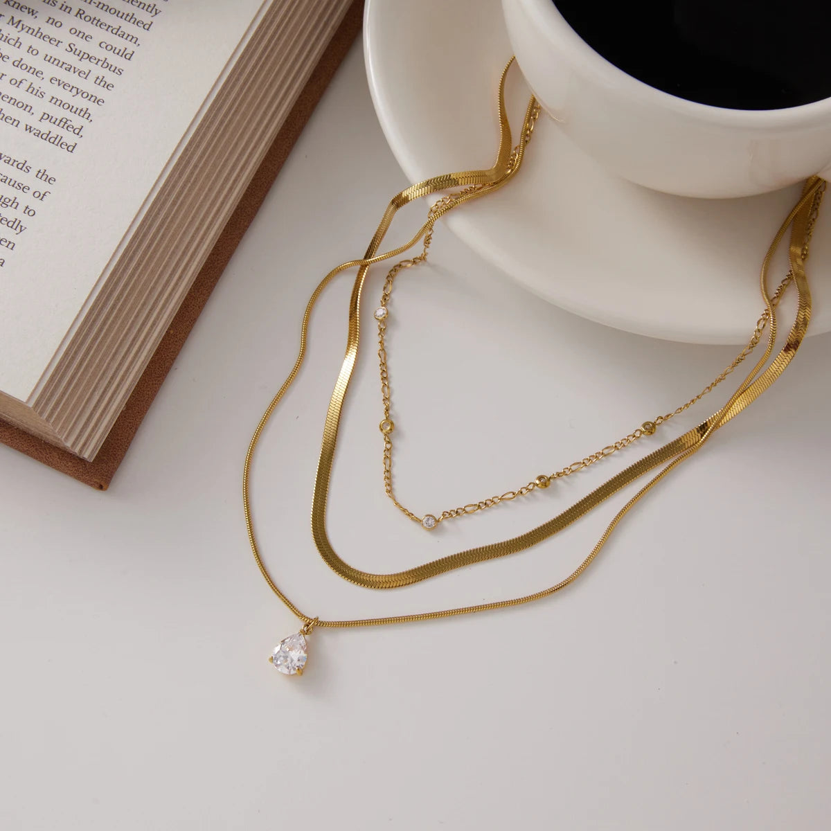Kika Classic Water Drop Zircon Pendant Necklace