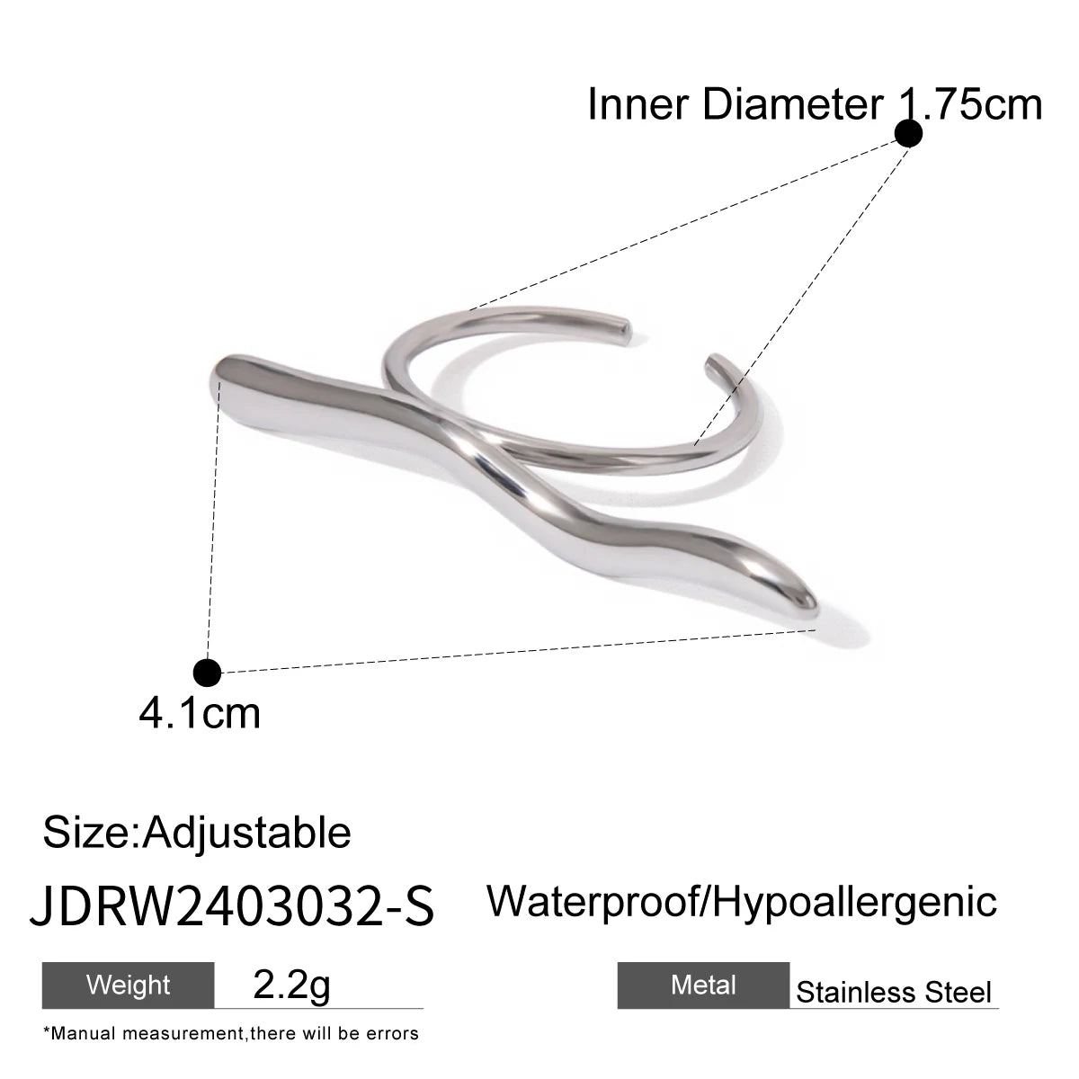 KIKA Personality Stainless Steel 316L Minimalist Classy Ring 18k Gold Color Waterproof Stylish Unique Finger