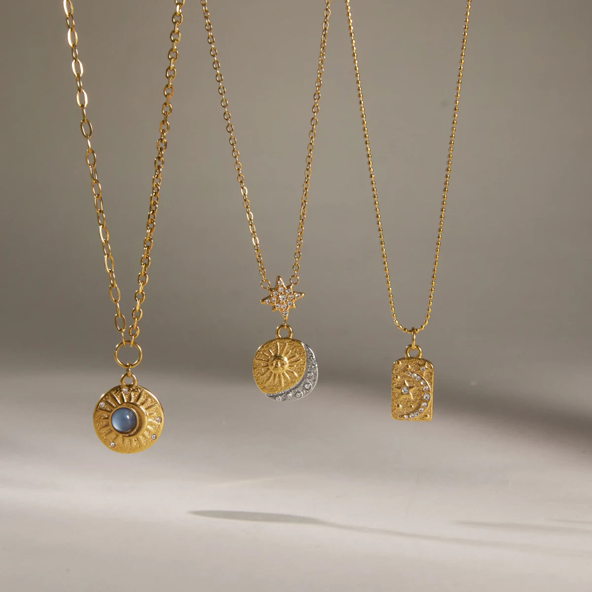 Kika Classic Moon Star Sun Pendant Necklace