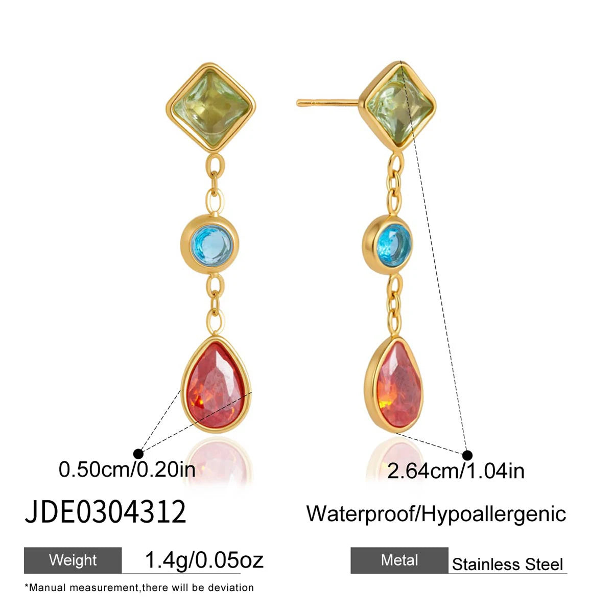 Kika Elegant Multicolor Geometric Zircon Drop Earrings