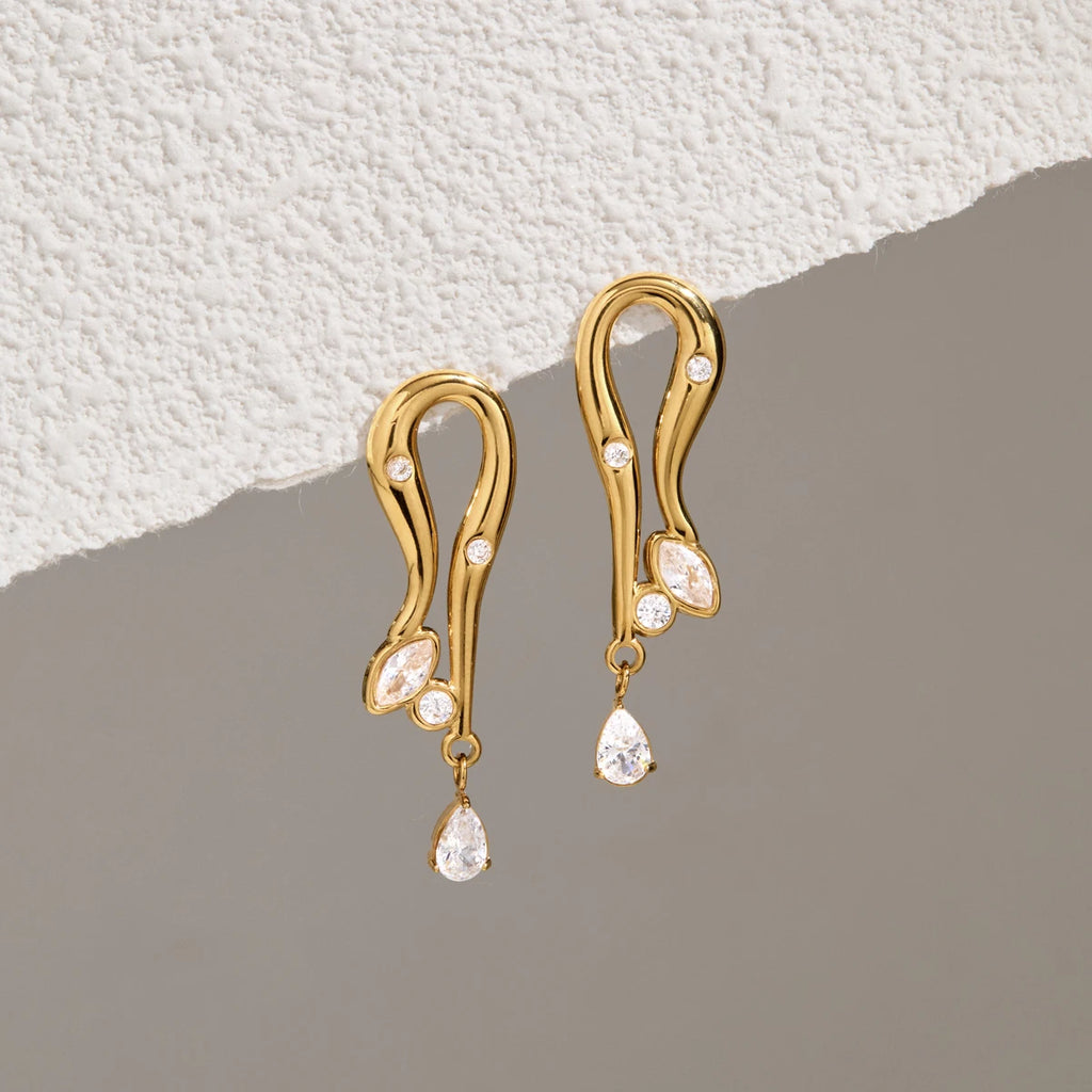 KIKA Delicate Zircon Geometric Stud Earrings For Women Minimalist 18K Gold PVD Plated Stainless Steel Earrings Fashion Jewelry