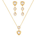 KIKA Elegant Geometric Zircon Pendant Necklace Earrings For Women Minimalist 18K Gold PVD Plated Stainless Steel 316L