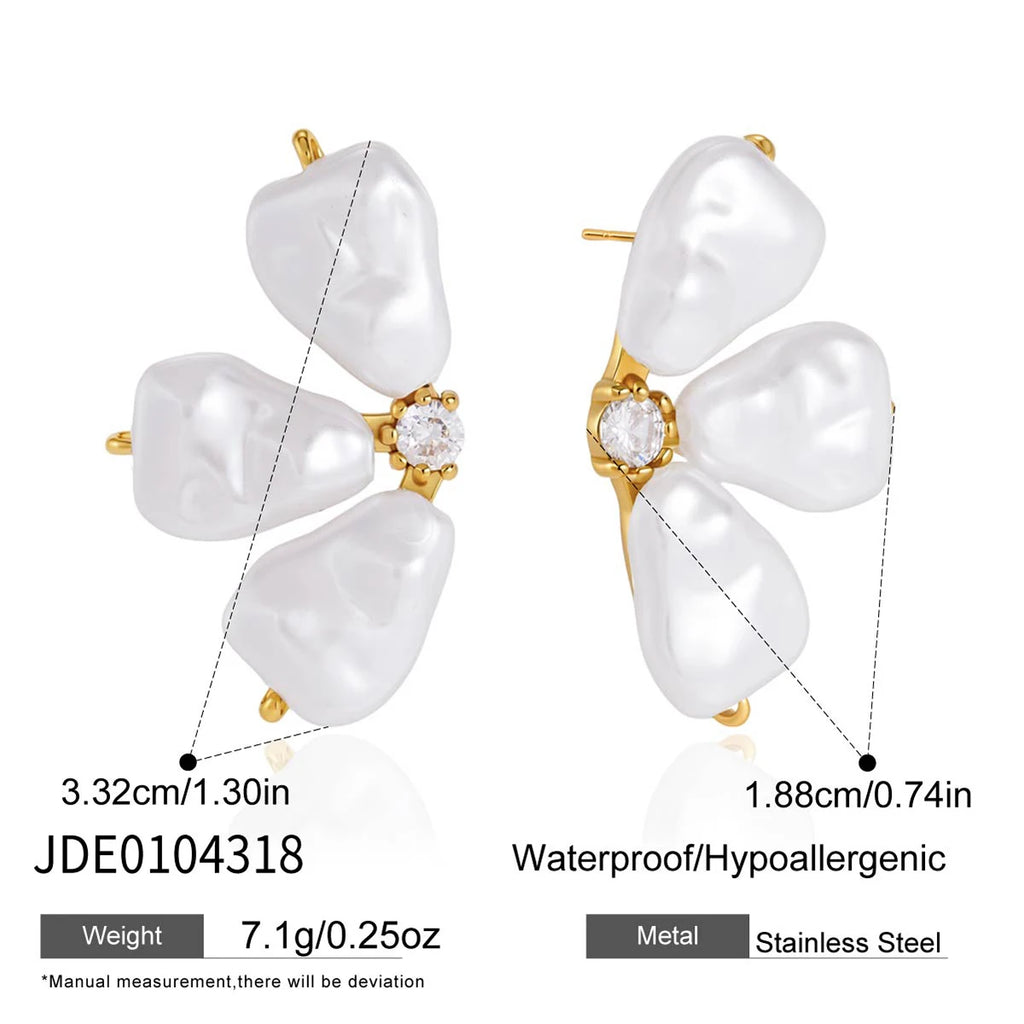 Kika Elegant Imitation Baroque Pearl Stud Earrings