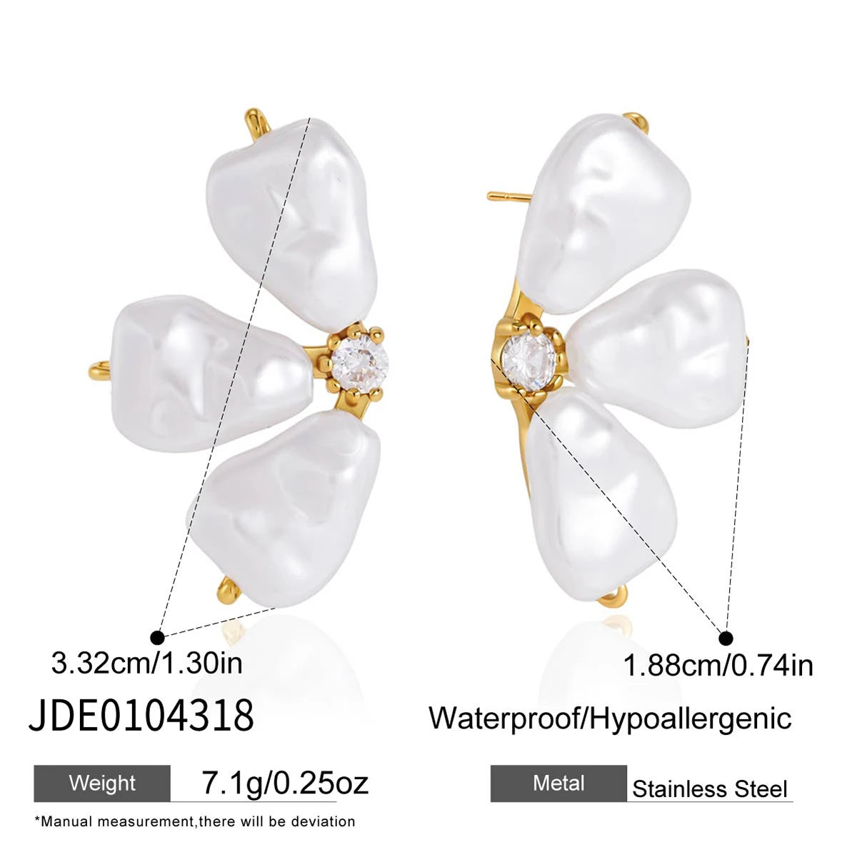 Kika Elegant Imitation Baroque Pearl Stud Earrings
