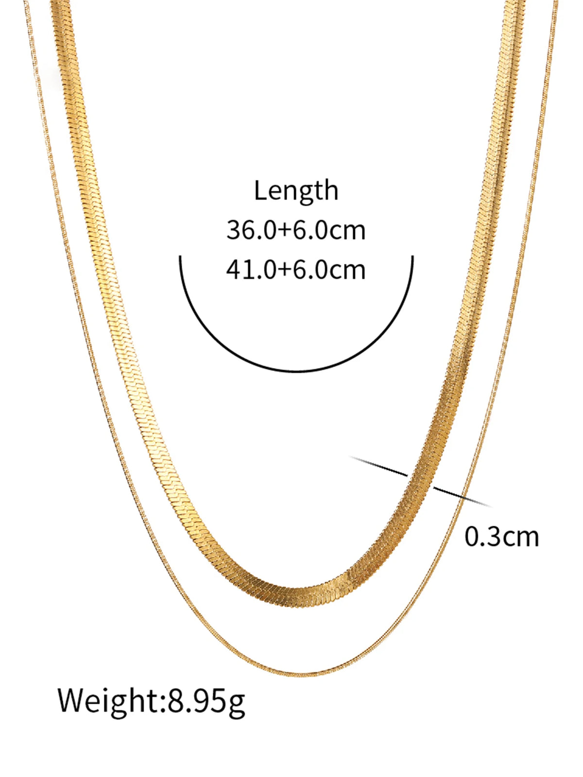 Flat Snake Chain Layer Necklace Stainless Steel Snake Rope Chain