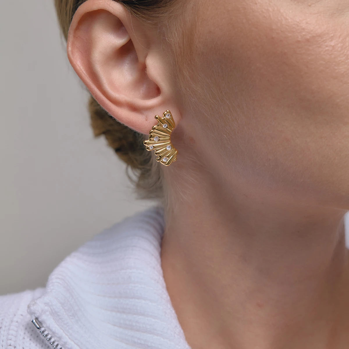 KIKA Classic Zircon Geometric Stud Earrings For Women Minimalist 18K Gold PVD Plated Stainless Steel Earrings Fashion Jewelry