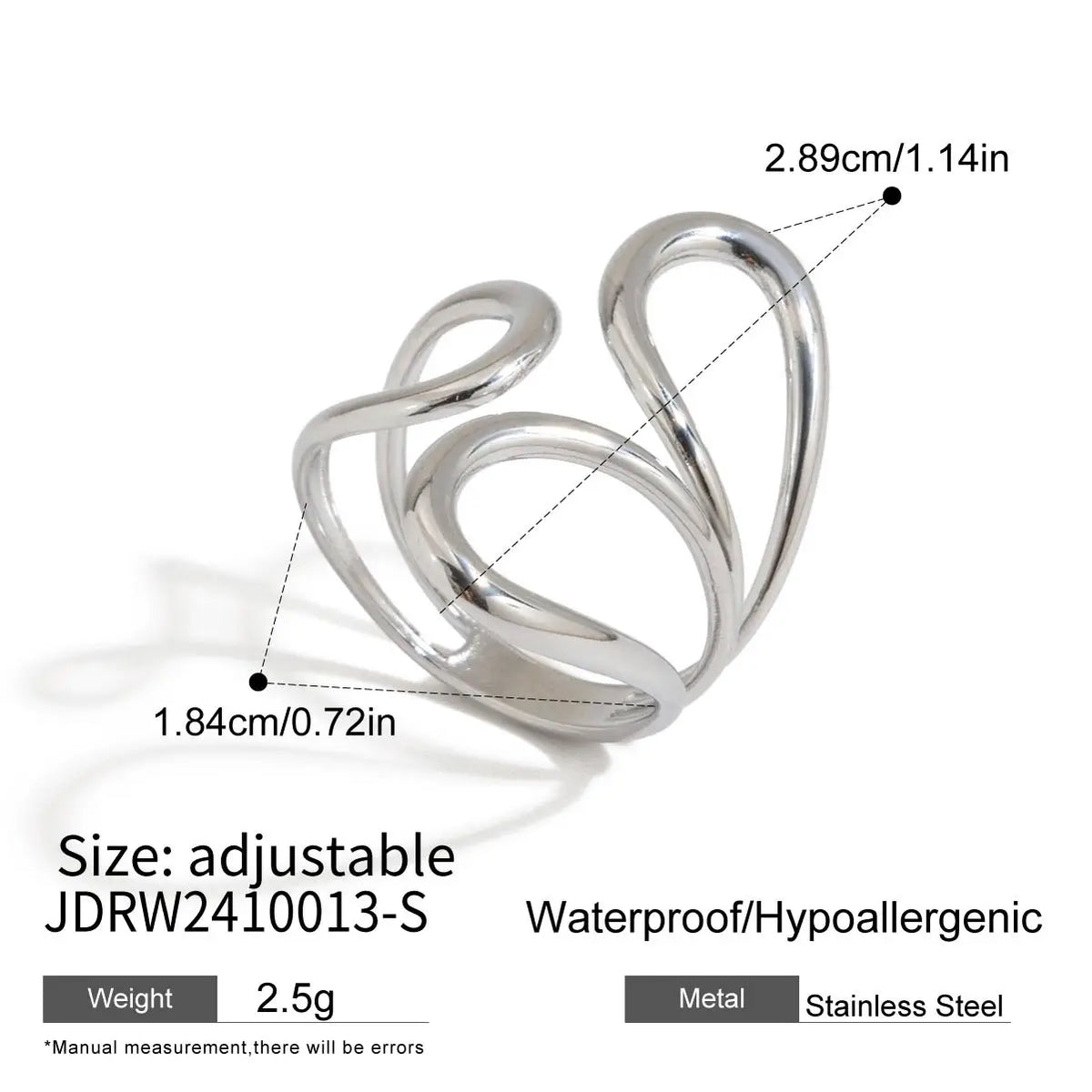 Smooth Line Irregular Ring Adjustable and Stackable