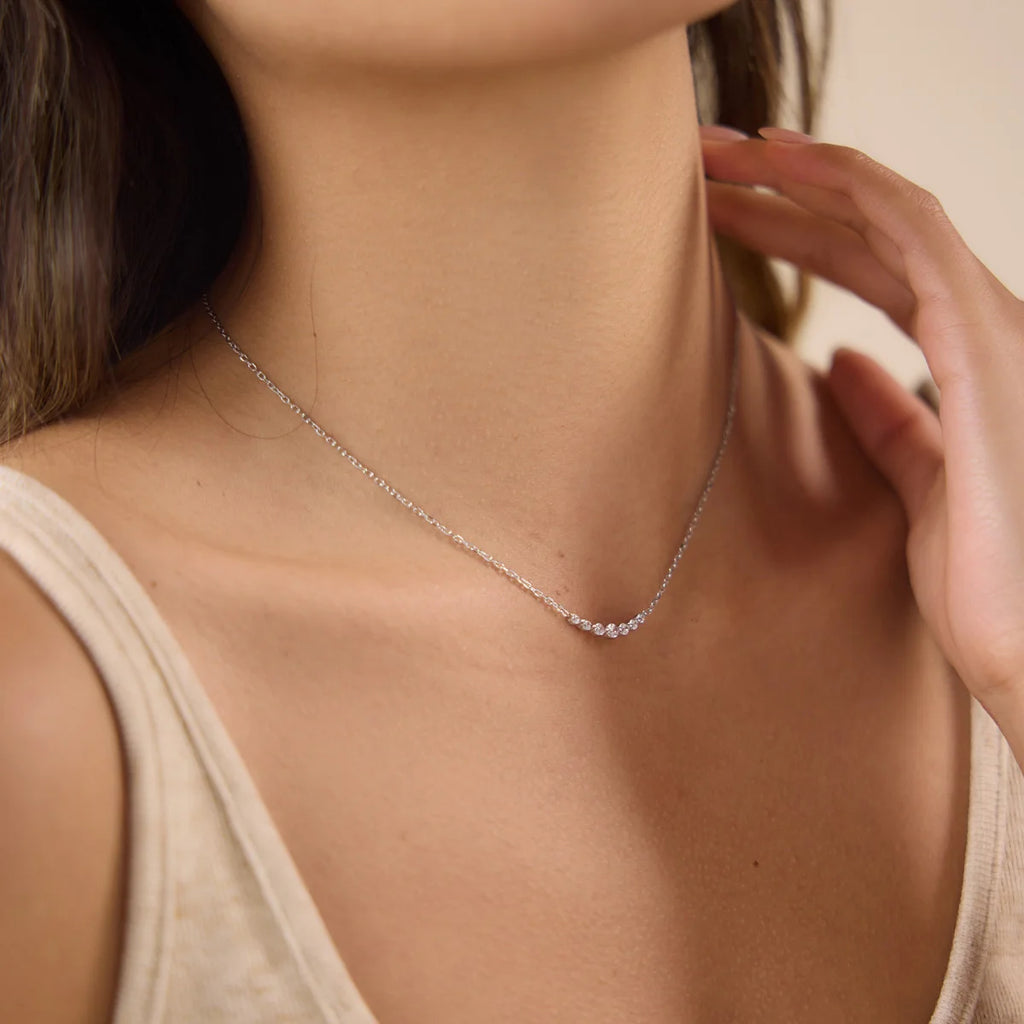 Lina Delicate Steel Color Smiling Face Necklace