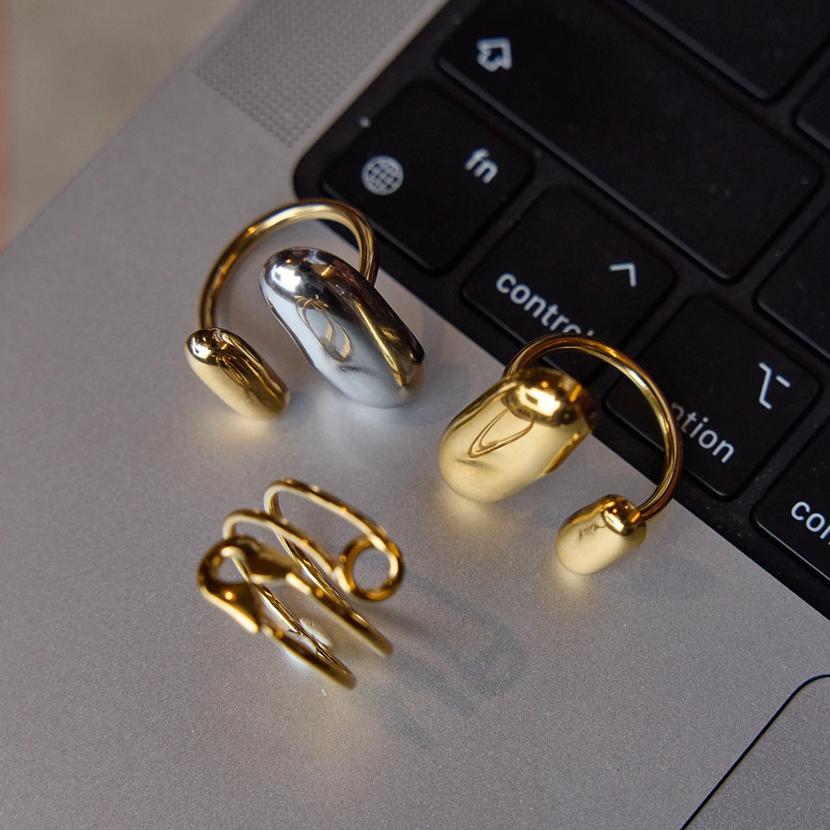 Two Color Geometric Double Layer Ring Stainless Steel Waterproof