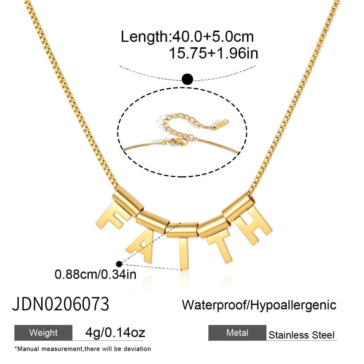 KIKA Slideable Letter Pendant Necklace  18K Gold PVD Plated Stainless Steel 316Lt