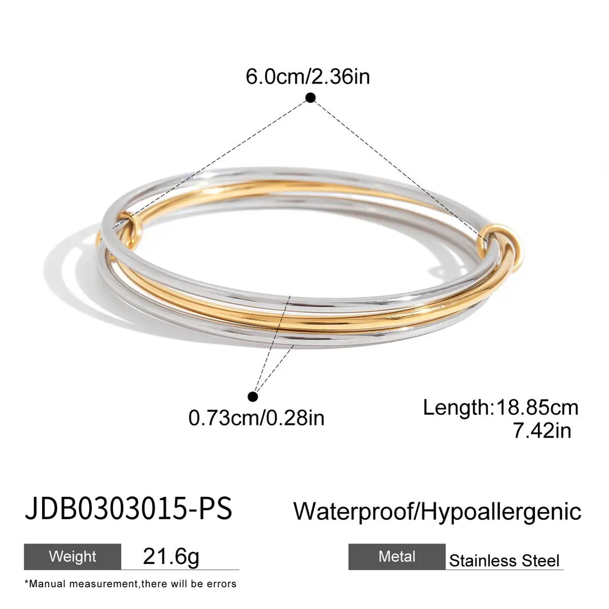KIKA Minimalist Two Tone Stainless Steel Bracelet