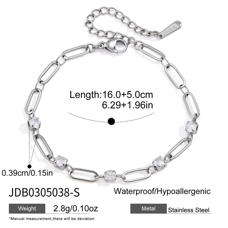 KIKA Delicate Zircon Tennis Chain Bracelet  Stainless Steel 316L Bracelet