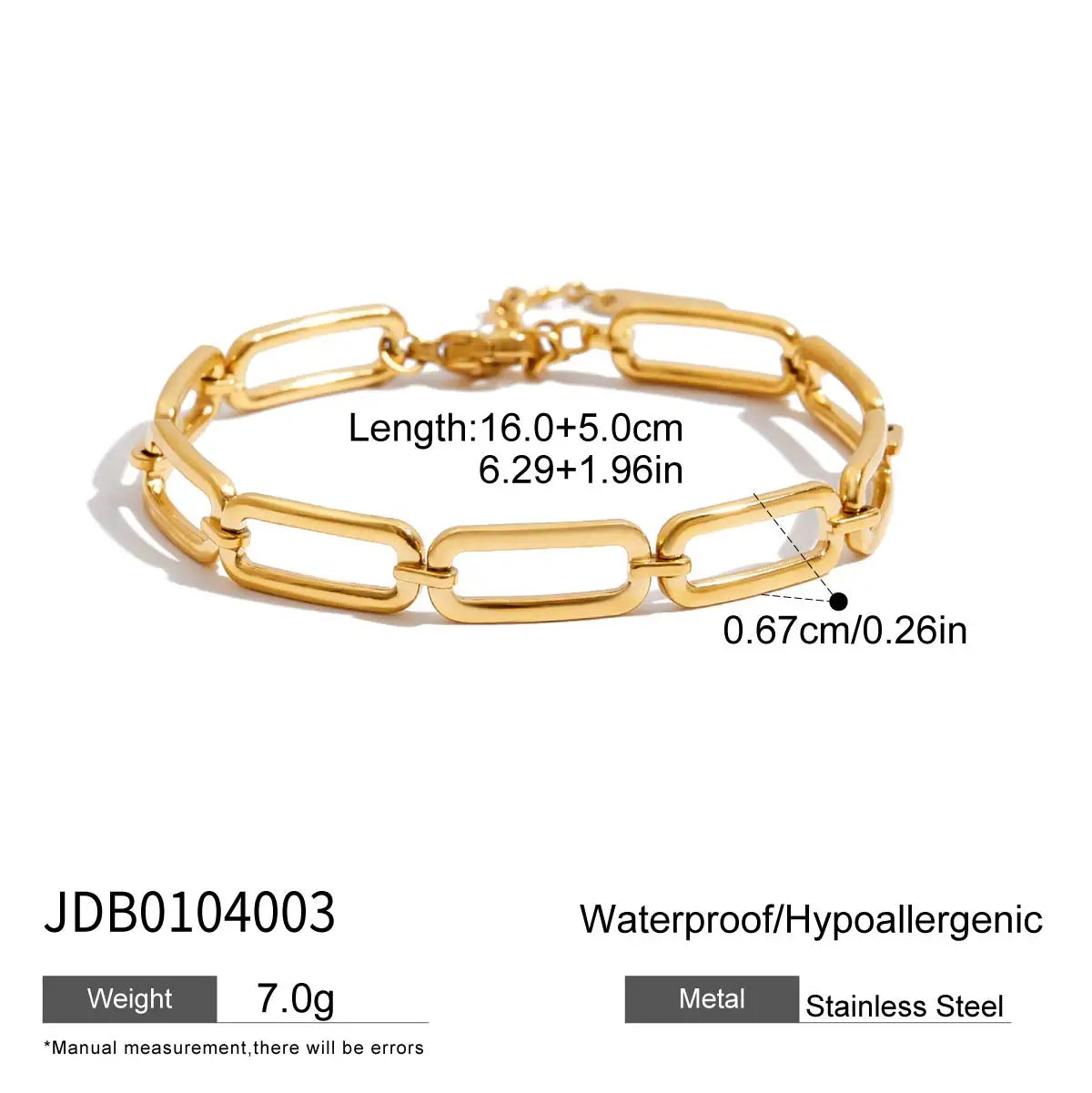 Link Chain Stainless Steel Bangle Bracelet