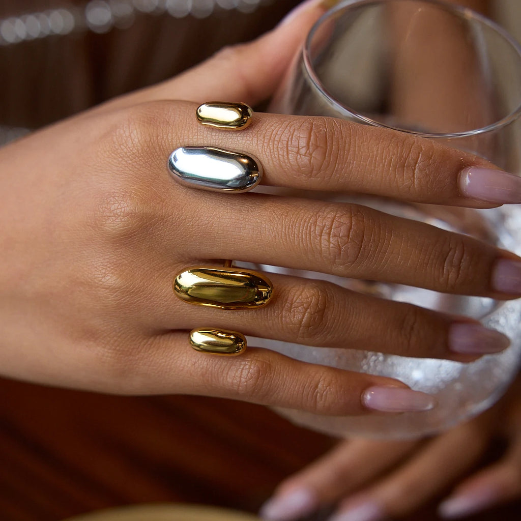Two Color Geometric Double Layer Ring Stainless Steel Waterproof