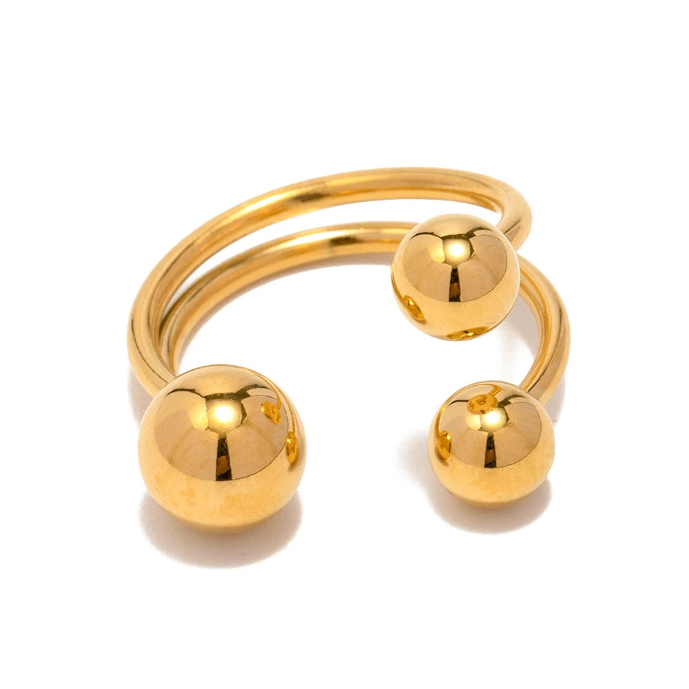 Kika Stainless Steel Round Ring Statement Golden Metal Gold Plated Ring for Women Minimalist Jewelry bague acier inoxydable Gi