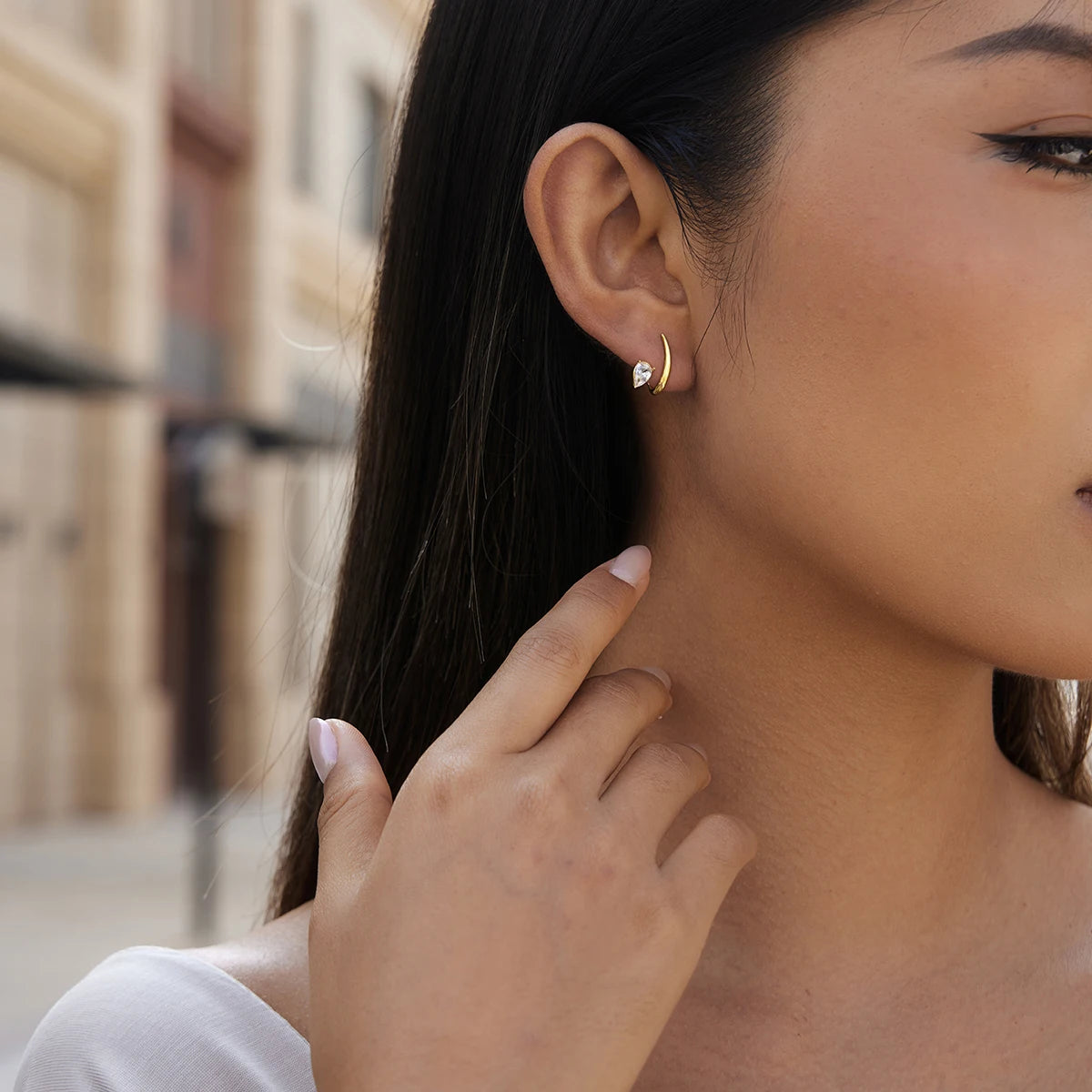 KIKA Delicate Water Drop Zircon Geometric Stud Earrings For Women 18K Gold PVD Plated Stainless Steel 316L Earrings Fashion Jewelry