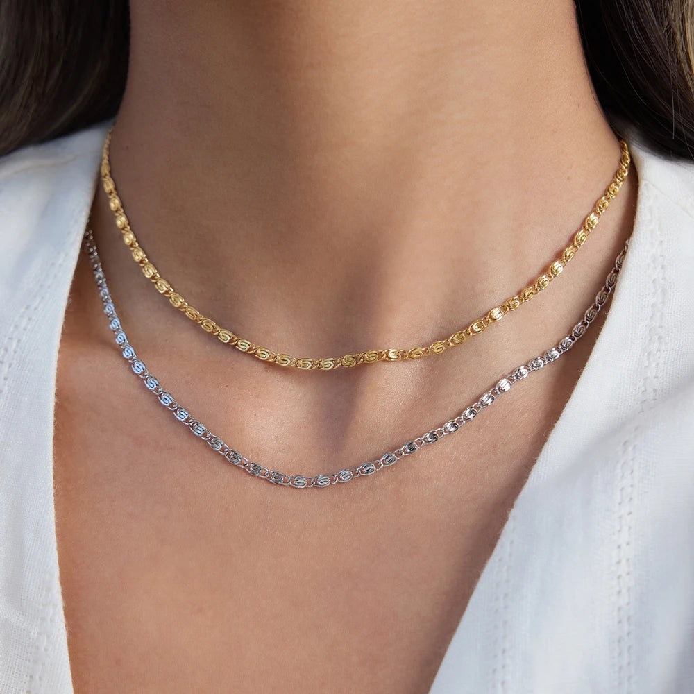 KIKA Classic Chain Necklace For Women Minimalist 18K Gold PVD Plated Stainless Steel Necklace Waterproof Fashion Jewelry Gift