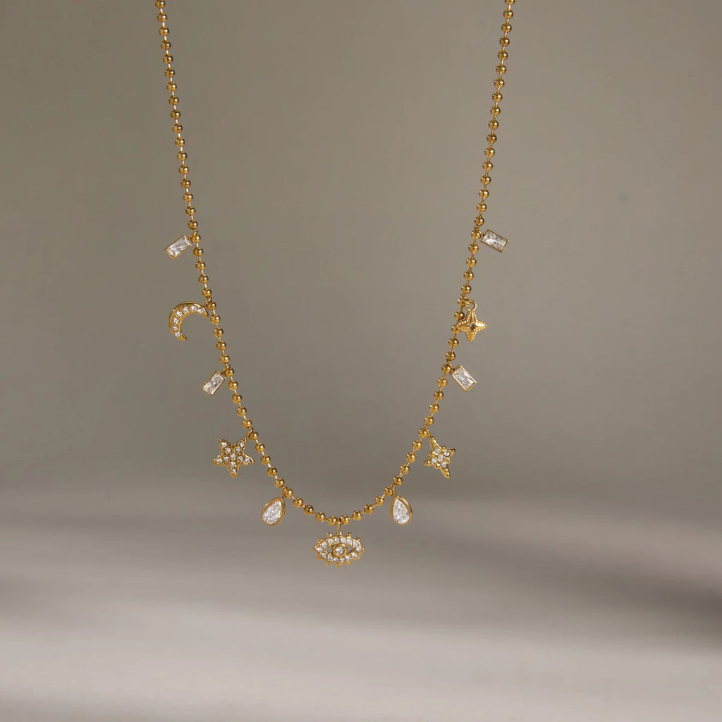 Kika Classic Moon Star Eye Pendant Necklace