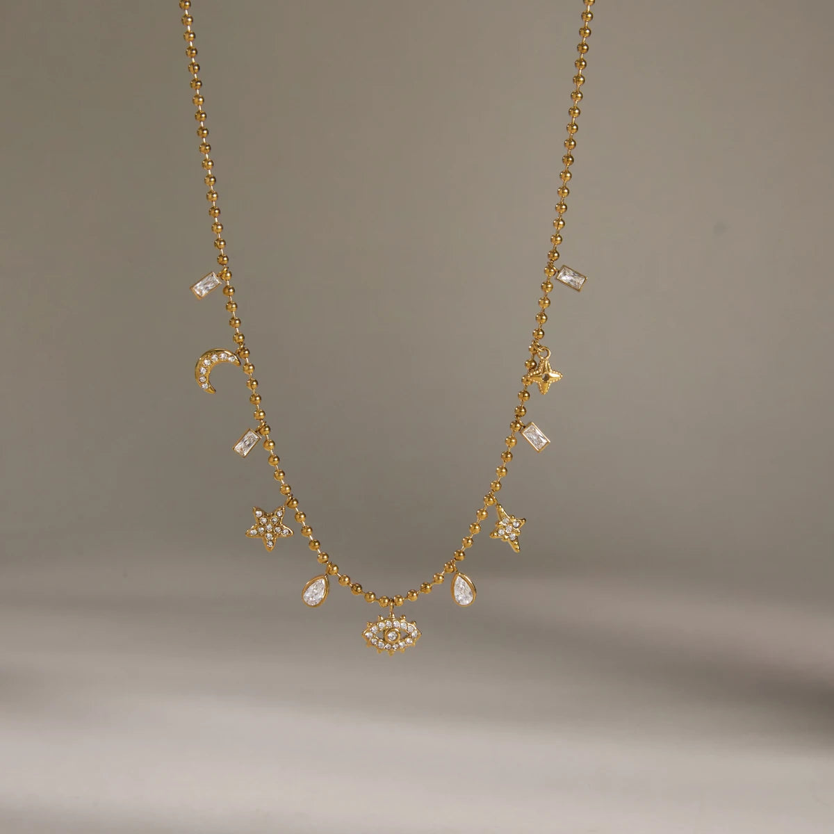 Kika Classic Moon Star Eye Pendant Necklace