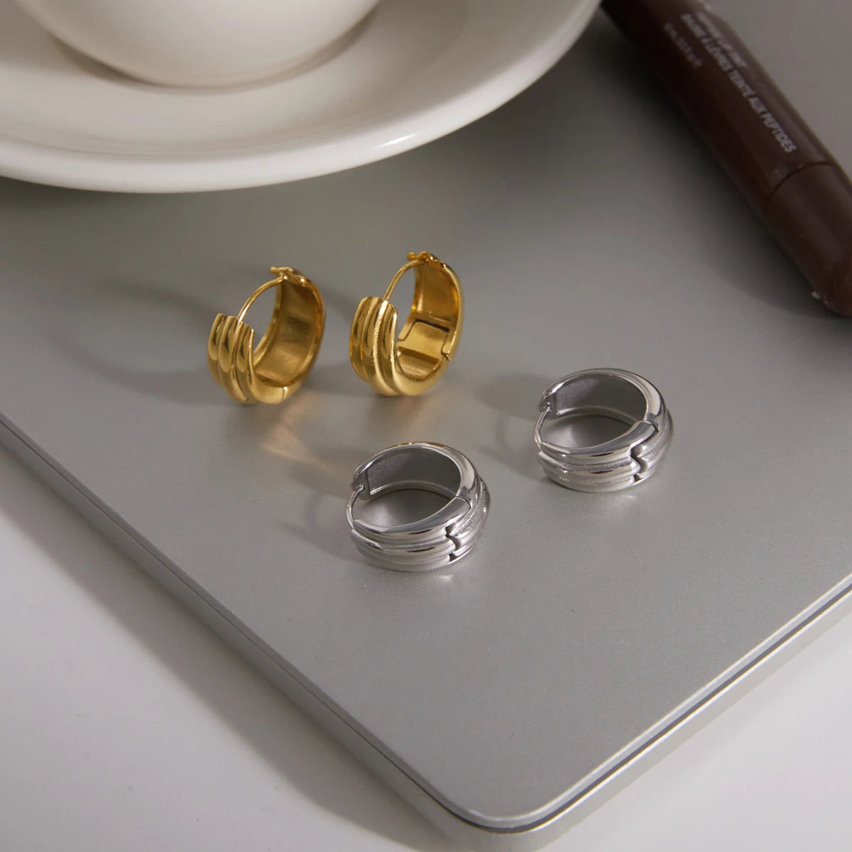 Kika Classic Multilayer Clip Earrings Stainless Steel 316L