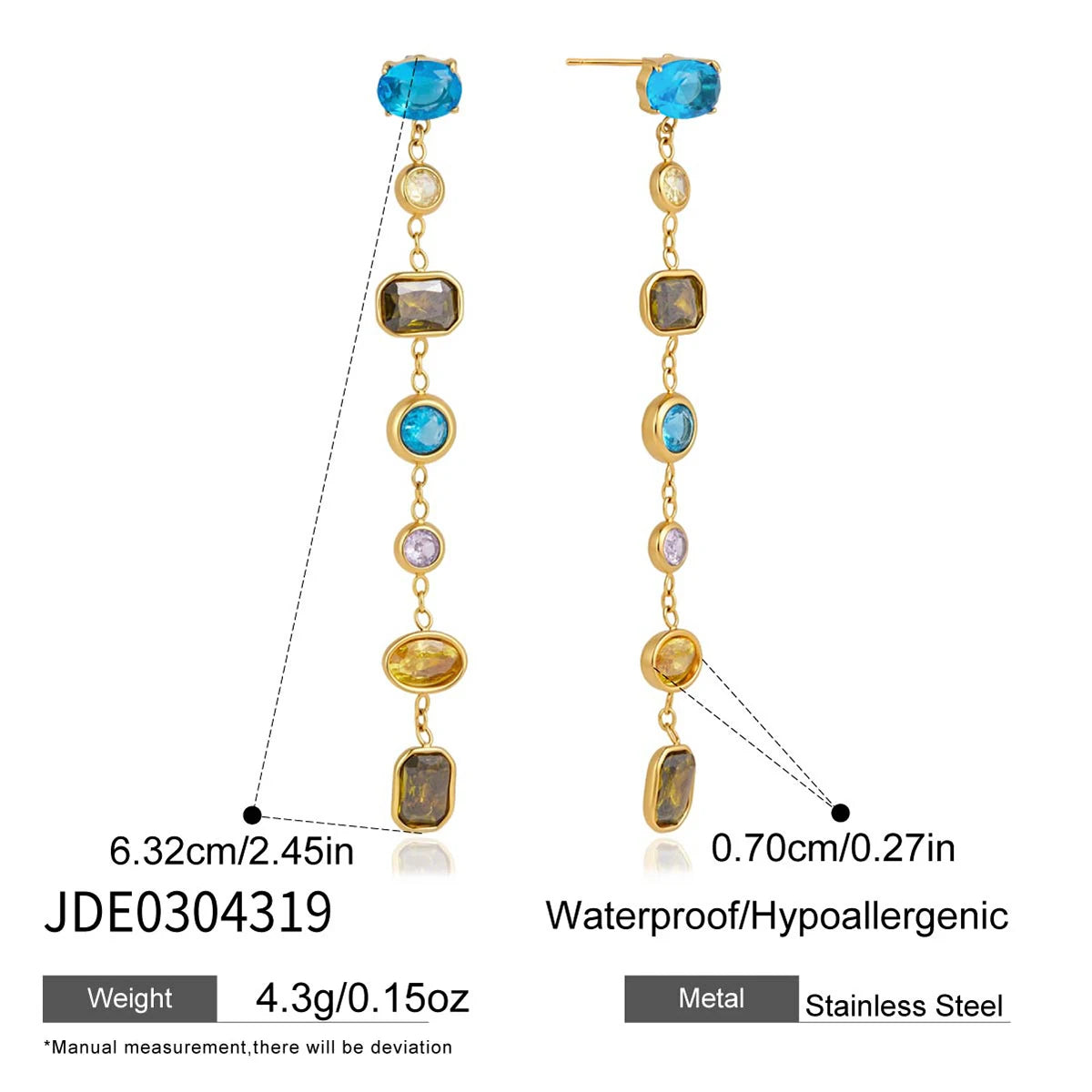 Kika Delicate Multicolor Geometric Zircon Drop Earrings