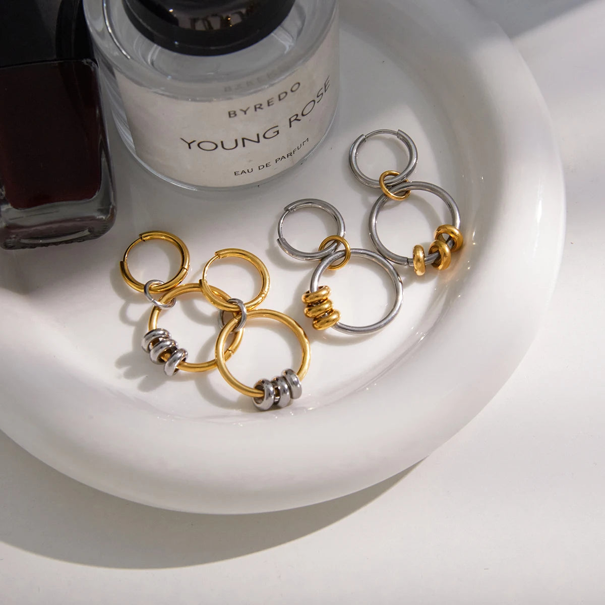 Classic Gold And Silver Color Blocking Multi Ring