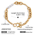 Kika Minimalist Classic 18K Gold Color Plated Bowknot Pendant Glass Pearl Bracelet Waterproof Stainless Steel