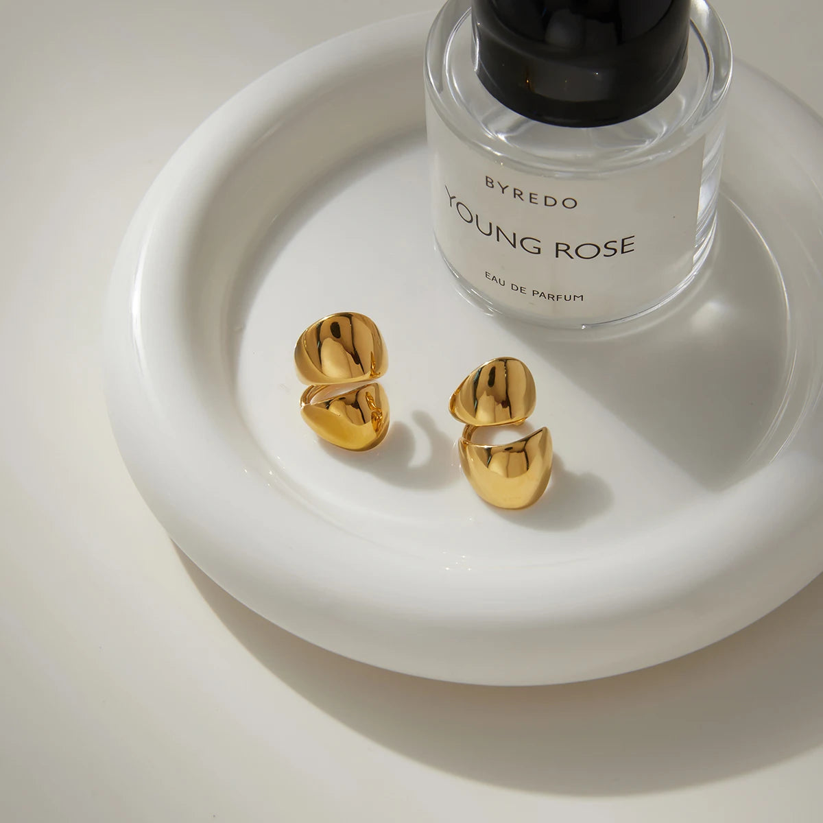 KIKA Classic 18K PVD Plated Gold Color Wide-Faced Double-Layer Ear Clip Earrings Women Waterproof Stainless Steel 316L