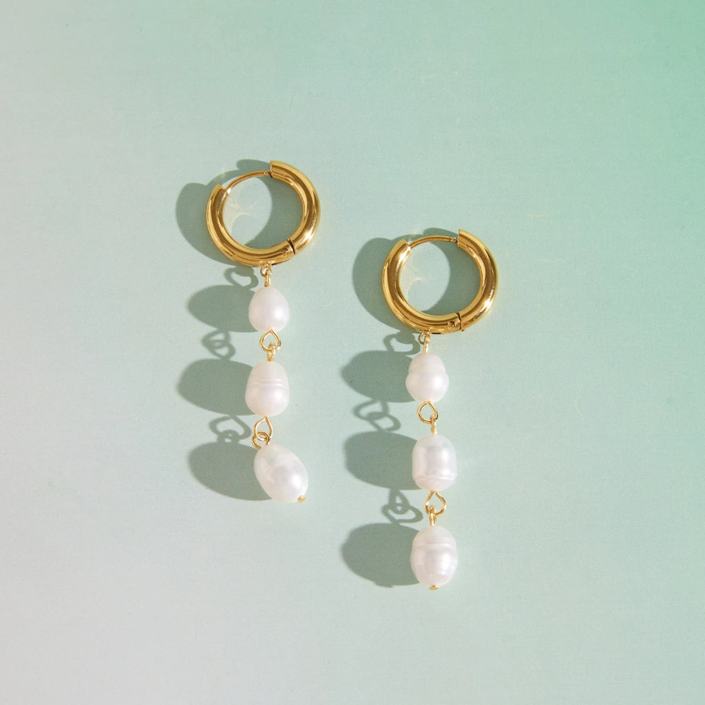 KIKA Elegant Freshwater Pearl Drop Earrings For Women Minimalist 18K Gold PVD Plated Stainless Steel Earrings Fashion Jewelry