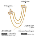 Kika 1 PC Geometric Zircon Chains Tassel Earring Gold PVD Plated Stainless Steel 316L