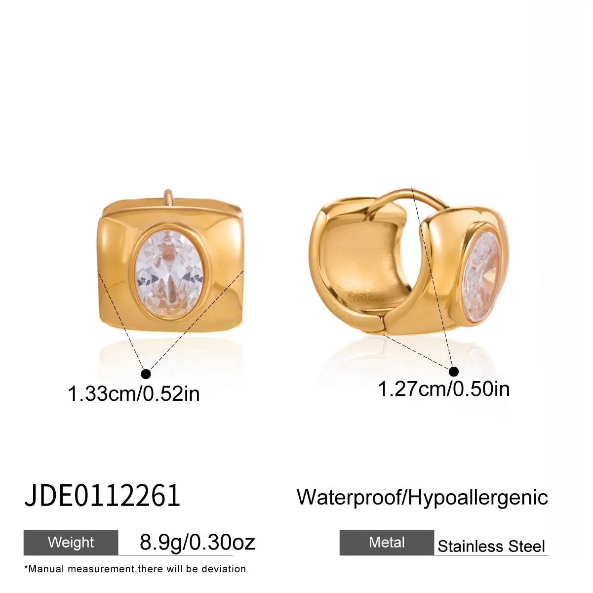 Kika Simple Classic Round White Zircon U-shape Hoop Earrings