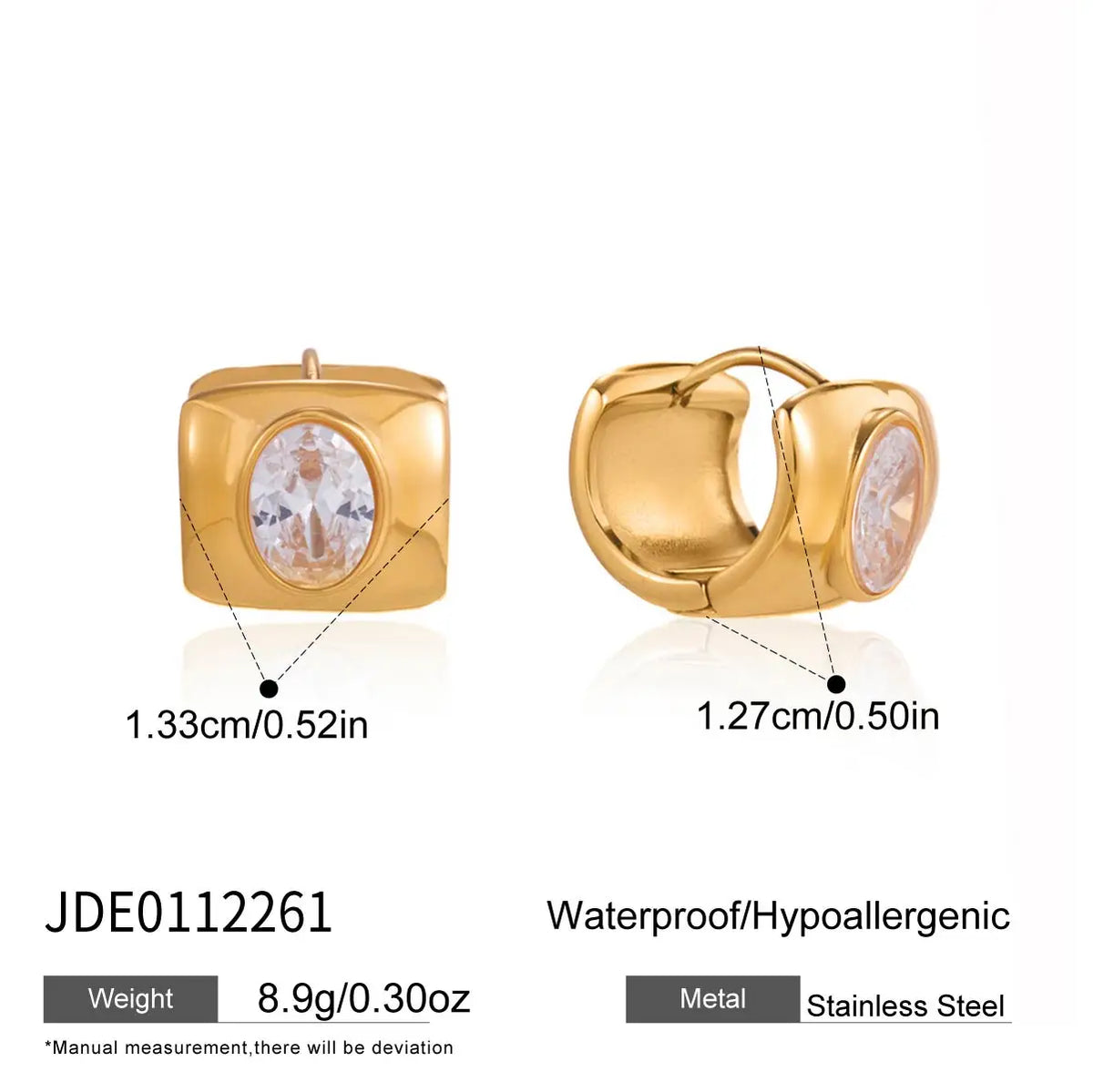Kika Simple Classic Round White Zircon U-shape Hoop Earrings