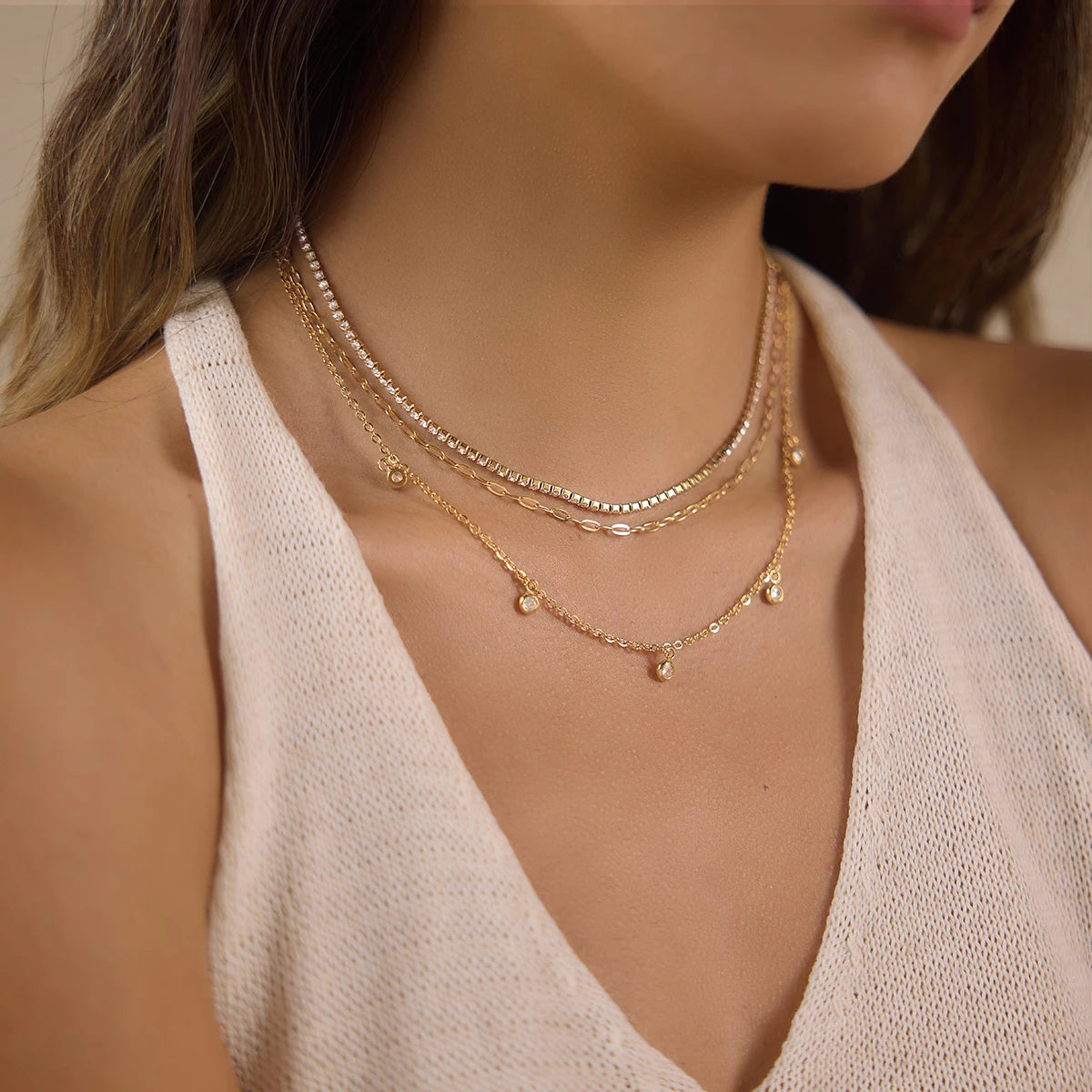 Kikq Classic Three Layered Multi-Layered Necklace