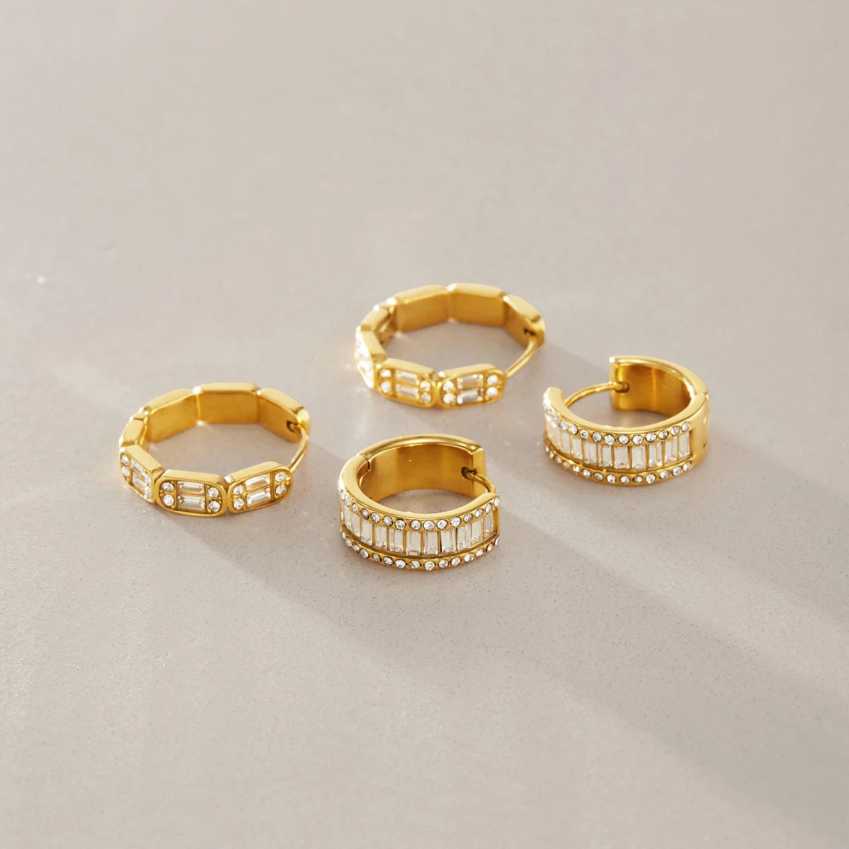 Kika Classic Iced Out Crystal Clip Earrings 18K Gold PVD Plated Stainless Steel 316L